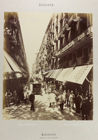 AVQ-A-004816-0015 - Album "Barcelone 1888": Animated view of street Fernando VII (Calle de Ferran) in Barcelona - Date of photography: 1888 - Alinari Archives, Florence