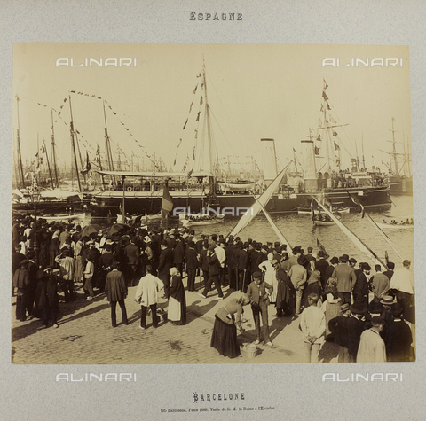 AVQ-A-004816-0033 - Album "Barcelone 1888": The arrival of the Queen of Spain Maria Cristina of Hapsburg in the port of Barcelona for the Universal Exhibition of 1888 - Date of photography: 1888 - Alinari Archives, Florence