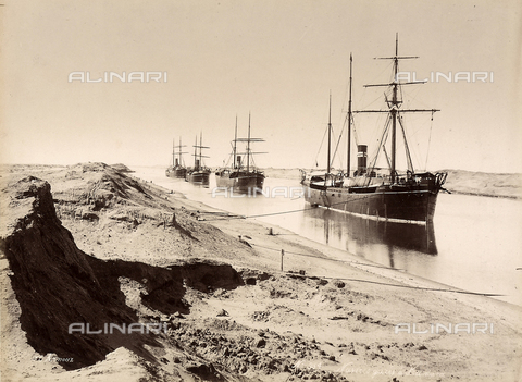 BAQ-F-001454-0000 - Ships at the moorings in a canal. - Date of photography: 1890 ca. - Alinari Archives, Florence