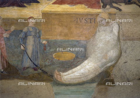 CAL-F-AP0077-0000 - Ambrogio Lorenzetti (1285-1348), particolare raffigurante la Giustizia incatenata ne gli "Effetti del Cattivo Governo", 1338-1340, Sala della Pace, Palazzo Pubblico, Siena - Data dello scatto: 1990 - Archivi Alinari, Firenze