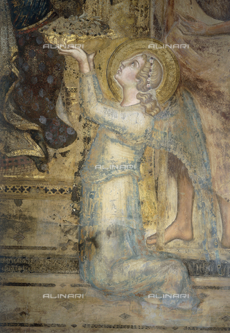 CAL-F-AP0113-0000 - Simone Martini (1284-1344), particolare raffigurante un'angelo alla destra del trono, dalla "Maestà", 1315-1321, affresco, Sala del Mappamondo, Palazzo Pubblico, Siena - Data dello scatto: 1990 - Archivi Alinari, Firenze
