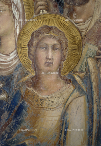 CAL-F-AP0159-0000 - Simone Martini (1284-1344), particolare raffigurante un'angelo alla destra del trono, dalla "Maestà", 1315-1321, affresco, Sala del Mappamondo, Palazzo Pubblico, Siena - Data dello scatto: 1990 - Archivi Alinari, Firenze