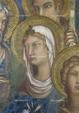 CAL-F-AP2652-0000 - Simone Martini (1284-1344), particolare raffigurante Sant'Agnese dalla "Maestà", affresco 1313-1315, Sala del Consiglio, Palazzo Pubblico - Data dello scatto: 1994 - Archivi Alinari, Firenze