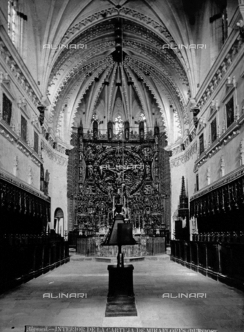 FBQ-F-000008-0000 - Interior of the Certosa of Miraflores in Burgos, Spain. In the background the altar - Date of photography: 1862 - 1880 ca. - Alinari Archives, Florence