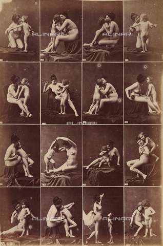 FCC-A-000089-0025 - Sequences of couples of female and child nudes in various positions - Date of photography: 1880 ca. - Alinari Archives, Florence