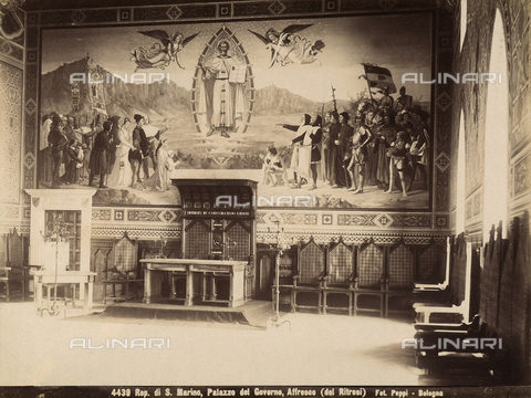 FCC-F-010672-0000 - Fresco of St. Marinus Appearing in Glory to His People, by Emilio Retrosi, housed in the Sala del Consiglio, in the Palazzo del Governo, in San Marino - Date of photography: 1880 ca. - Alinari Archives, Florence