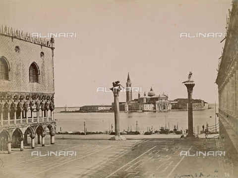 FCC-F-010834-0000 - View of the Piazzetta San Marco in Venice, bounded by the Palazzo Ducale and the Libreria Marciana; in the background, the Church of San Giorgio Maggiore - Date of photography: 1860-1870 - Alinari Archives, Florence