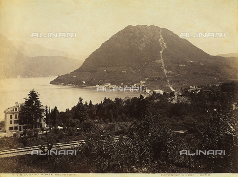 FCC-F-013910-0000 - Panorama of Lugano with Mount San Salvatore - Date of photography: 1880-1890 ca. - Alinari Archives, Florence
