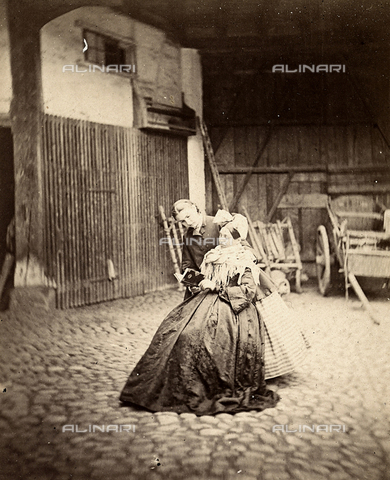 FCC-F-015270-0000 - Portrait of two Alsatian women reading a book - Date of photography: 1866 - Alinari Archives, Florence