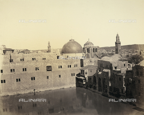 FCC-F-022673-0000 - The Pool of Hezekiah and the Basilica of the Holy Sepulchre, Jerusalem - Date of photography: 1870 - 1880 ca. - Alinari Archives, Florence