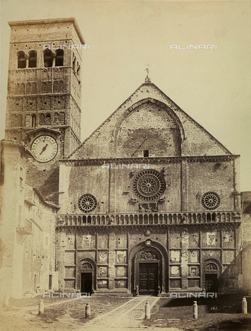 FVQ-F-023901-0000 - Facade of the Cathedral of Assisi with bell tower, dedicated to St. Rufino - Date of photography: 1856 - Alinari Archives, Florence