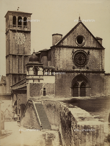 FVQ-F-023903-0000 - Facade of the church and belltower of St. Francis with stairway - Date of photography: 1856 ca. - Alinari Archives, Florence