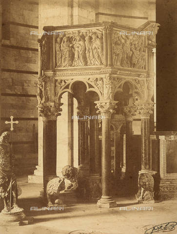 FVQ-F-046100-0000 - Pulpit in the Baptistery in Pisa, work of Nicola Pisano - Date of photography: 1852 ca. - Alinari Archives, Florence