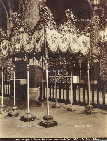 FVQ-F-049680-0000 - Eighteenth-century processional canopy preserved in the church of the Holy Trinity, Bologna - Date of photography: 1890 ca. - Alinari Archives, Florence