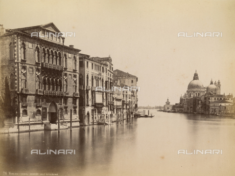FVQ-F-062748-0000 - View of the Grand Canal in Venice, with the façade of Palazzo Cavalli Franchetti and the Church of Santa Maria della Salute - Date of photography: 1860-1870 - Alinari Archives, Florence
