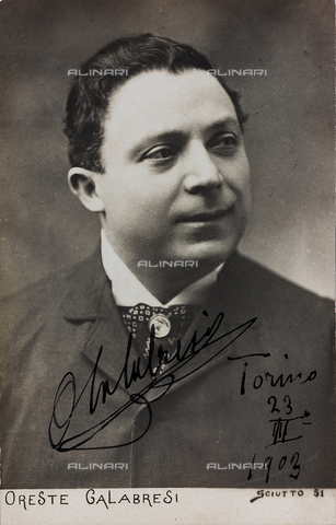 FVQ-F-116520-0000 - Portrait of the Italian theater actor Oreste Calabresi (1857-1915); postcard with autograph - Date of photography: 1900 ca. - Alinari Archives, Florence