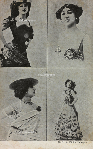 FVQ-F-116656-0000 - Four portraits of the Spanish dancer and actress Carolina Otero, known as La Belle Otero, postcard - Date of photography: 1890-1900 - Alinari Archives, Florence