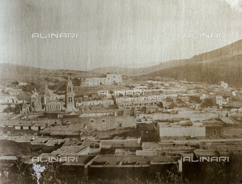 FVQ-F-141019-0000 - Panorama of Zacatecas, Mexico. Of note the cathedral with its tall bell towers - Date of photography: 1863 - 1866 - Alinari Archives, Florence