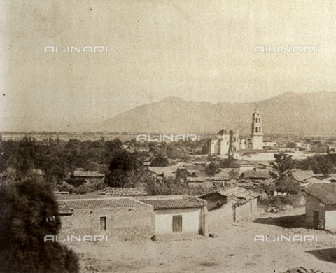 FVQ-F-141023-0000 - Panorama of the Mexican city of Acambaro. Of note the cathedral and the tall bell tower - Date of photography: 1863 - 1866 ca. - Alinari Archives, Florence