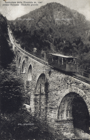 FVQ-F-145154-0000 - The grand viaduct for the funicular of Passo della Mendola, Bolzano - Date of photography: 1910 ca. - Alinari Archives, Florence