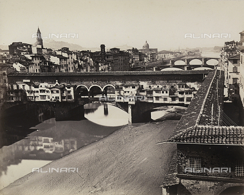 FVQ-F-206057-0000 - Panorama of the city of Florence with the Ponte Vecchio and part of the Vasariano Corridor in the foreground - Date of photography: 1855 ca. - Alinari Archives, Florence