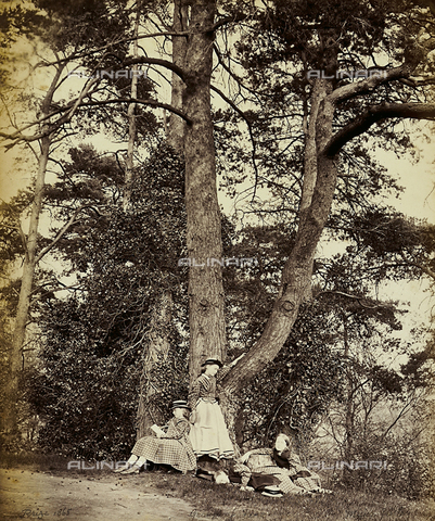 FVQ-F-210534-0000 - Un gruppo di bambine si riposa ai piedi di un albero. Gran Bretagna - Data dello scatto: 1865 ca. - Archivi Alinari, Firenze