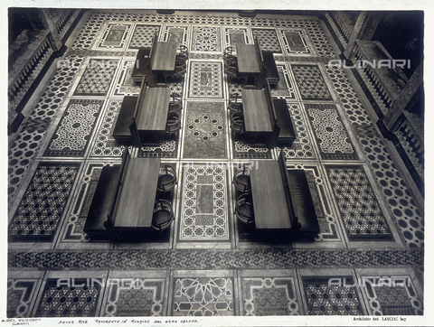 GCQ-A-003407-0025 - The mosaic floor of the Central Salon, in the Misr Bank, realized by the architect Antonio Lasciac, in Cairo - Date of photography: 1910-1915 ca. - Alinari Archives, Florence