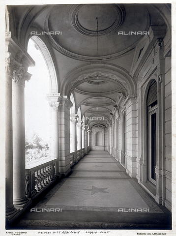 GCQ-A-003407-0046 - The interior of the western loggia of the Palace of Adly Pasha Yeghean, realized by the architect Antonio Lasciac, in Cairo - Date of photography: 1910-1915 ca. - Alinari Archives, Florence