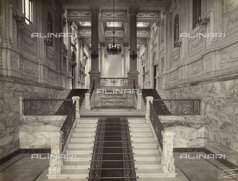 GCQ-F-000056-0000 - "Archive of works by Italian talent abroad;" the stairway in the Palace of Ras et-Tin in Alexandria, Egypt, architectural work by Ernesto Verrucci - Date of photography: 1930-1940 ca. - Alinari Archives, Florence