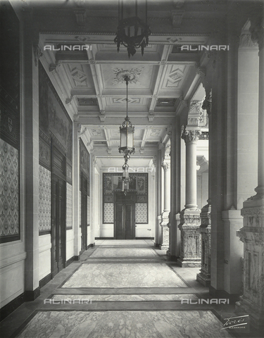 GCQ-F-009166-0000 - "Archive of the works of Italian talent abroad;" the gallery on the ground floor of the Royal Palace of Montazah, Alexandria, Egypt. The complex was built by the architect, Ernesto Verrucci - Date of photography: 1930-1940 ca. - Alinari Archives, Florence