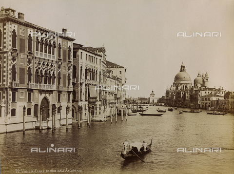 MFC-A-004659-0010 - View of the Grand Canal in Venice with the church of Santa Maria della Salute in the background - Date of photography: 1860-1890 - Alinari Archives, Florence