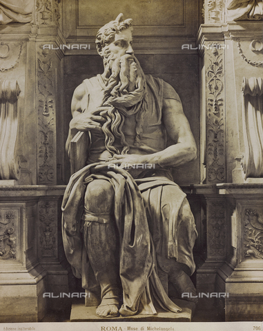 MFC-A-004659-0050 - Moses, Michelangelo Buonarroti (1475-1564), Church of St. Peter in Chains, Rome - Date of photography: 1860-1890 - Alinari Archives, Florence