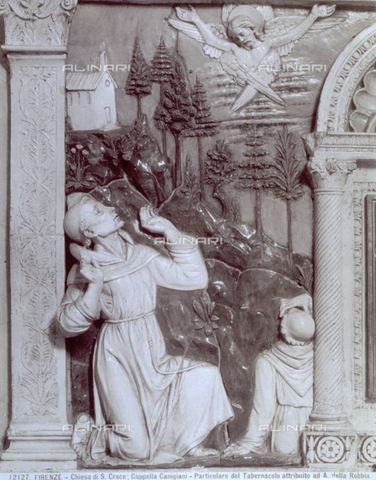 MFC-F-000698-0000 - Detail of a tabernacle in glazed terracotta attributed to Andrea della Robbia - Date of photography: 1890-1900 ca. - Alinari Archives, Florence