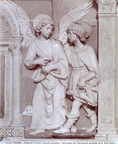 MFC-F-000699-0000 - Detail of a tabernacle by Luca della Robbia in the Cappella Canigiani in Santa Croce in Florence - Date of photography: 1890-1900 ca. - Alinari Archives, Florence