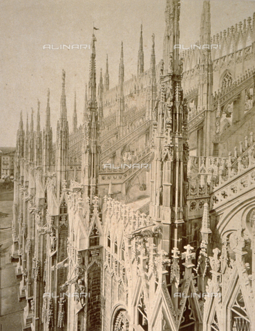MFC-F-000846-0000 - View from on high of part of the left side and the covering of the Cathedral in Milan - Date of photography: 1880-1890 ca. - Alinari Archives, Florence