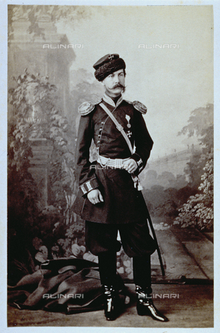 MFC-F-001400-0000 - Full-length portrait of the russian prince Dmitry de Wadbolsky. He is dressed in military uniform - Date of photography: 1870 ca. - Alinari Archives, Florence
