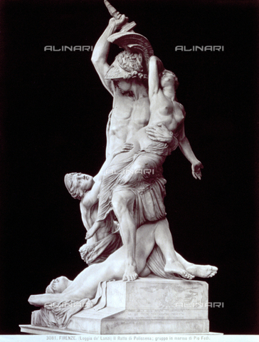 MFC-F-002279-0000 - Sculptural group of the 'rape of Polyxena', by Pio Fedi in the Loggia dei Lanzi in Florence - Date of photography: 1880-1890 ca. - Alinari Archives, Florence