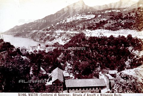 MFC-F-003372-0000 - Panorama of the village Baito and the coastal road leading to Amalfi, in the locality of Vietri sul Mare - Date of photography: 1880-1890 ca. - Alinari Archives, Florence