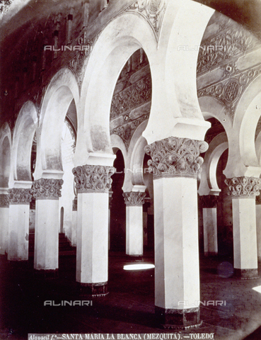 MFC-S-000094-0005 - One of the aisles of the ex synagogue and current church of Santa Maria la Blanca in Toledo - Date of photography: 1870-1880 ca. - Alinari Archives, Florence