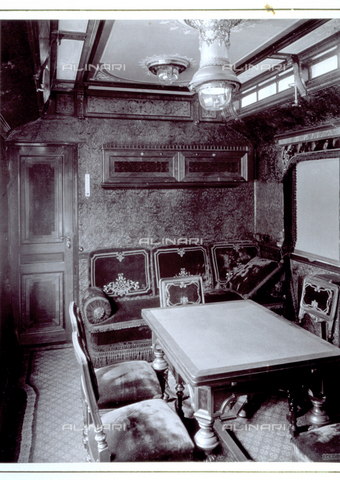 MFC-S-001066-0003 - Interior of the coach used by the austrian Minister of Railways - Date of photography: 1890-1900 ca. - Alinari Archives, Florence