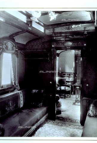 MFC-S-001066-0006 - Interior of a coach of the train of the romanian princes - Date of photography: 1890-1900 ca. - Alinari Archives, Florence
