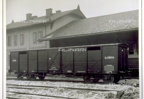 MFC-S-001066-0011 - A covered freight wagon of the private railway of the austrian emperor Ferdinand - Date of photography: 1890-1900 ca. - Alinari Archives, Florence