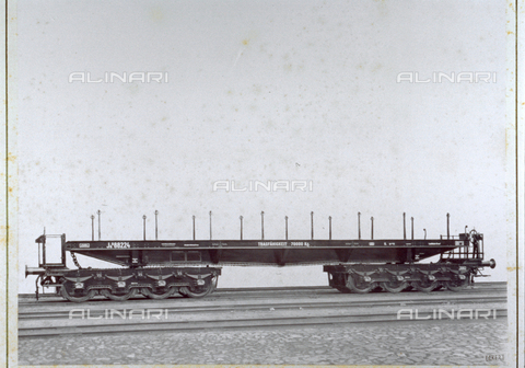 MFC-S-001066-0026 - A wagon of the imperial austrian railway used for the transportation of cannons (maximum load permitted 70 tons) - Date of photography: 1890-1900 ca. - Alinari Archives, Florence