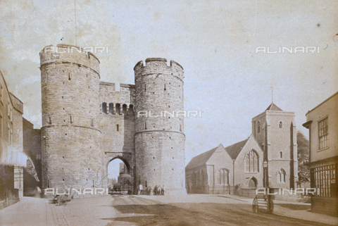 PDC-A-004572-0017 - The fourteenth century west portal of Canterbury, flanked by two imposing cylindrical towers - Date of photography: 1875 - Alinari Archives, Florence