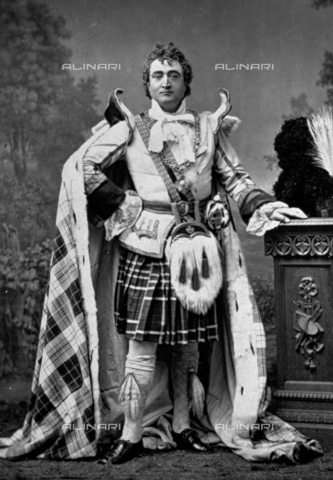 PDC-A-004660-0027 - Full-length portrait of the actor Dupuis in stage dress. He is shown in the traditional scottish costume - Date of photography: 1874 ca. - Alinari Archives, Florence
