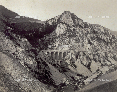 PDC-F-001240-0000 - View of mountains with a viaduct which runs through them - Date of photography: 1870-1890 ca. - Alinari Archives, Florence