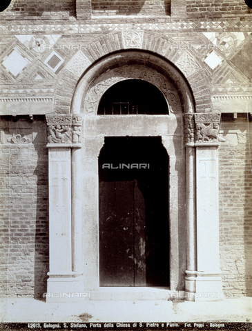 PDC-F-001755-0000 - Detail of the Portal of the Church of San Pietro e Paolo, now known as Santi Vitale e Agricola, in the basilica complex of Santo Stefano in Bologna - Date of photography: 1880-1900 - Alinari Archives, Florence