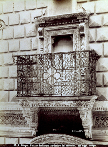 PDC-F-001759-0000 - Detail of a wrought iron balcony of Palazzo Sanuti-Bevilacqua in Bologna - Date of photography: 1880-1900 - Alinari Archives, Florence