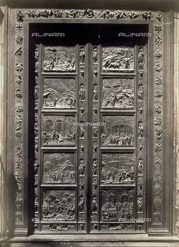 PDC-F-004411-0000 - Gates of Paradise, by Lorenzo Ghiberti. The panels are now in the Museo dell'Opera del Duomo in Florence - Date of photography: 1856 ca. - Alinari Archives, Florence