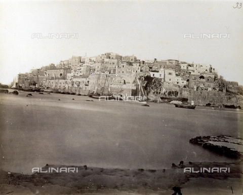 PDC-S-000275-0008 - Panorama of the city of Jaffa, with fishing boats in the foreground - Date of photography: 1860-1870 ca. - Alinari Archives, Florence